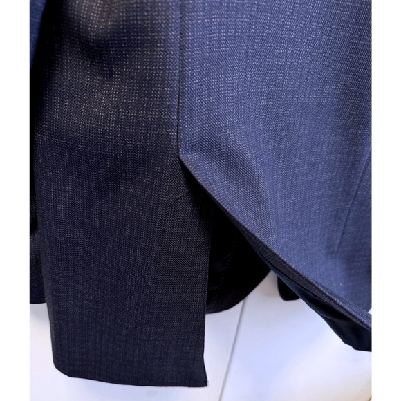 Pronto Uomo Platinum Mens 48 Long Navy Blue 100% Wool Textured 2 Button Blazer - Picture 5 of 10